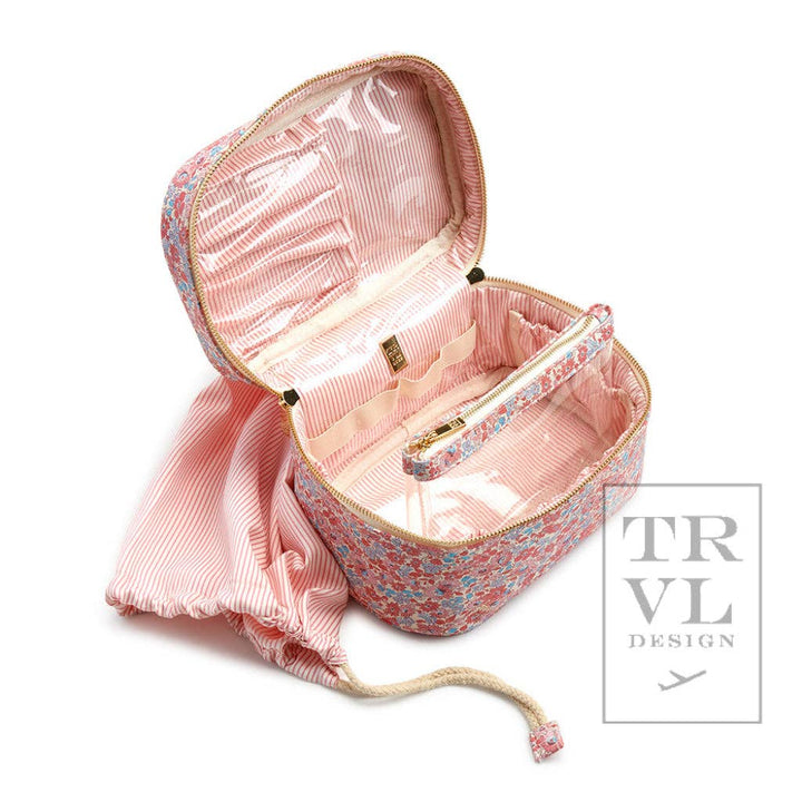 Luxe Marseille Train 2 - Cosmetic Bag With Pink Pinstripe