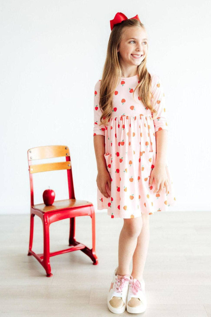 Apple a Day Sleeve Pocket Twirl Dress