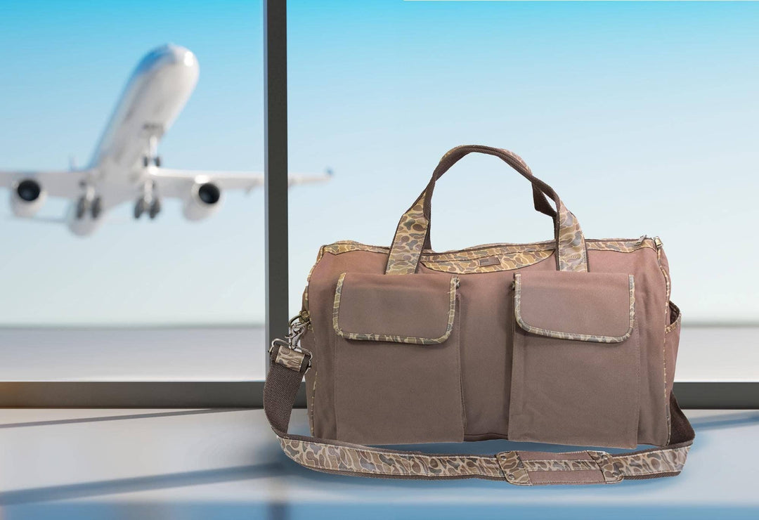 Lab Brown Waxed Canvas Old School Camo Weekender Bag.: Brown/Tan
