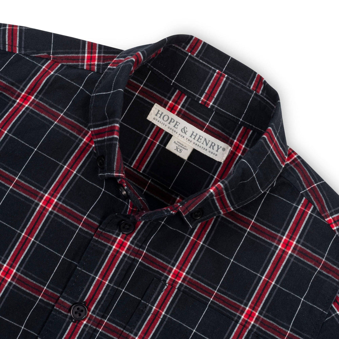 Organic Stretch Poplin Shirt: Black Ballet Plaid
