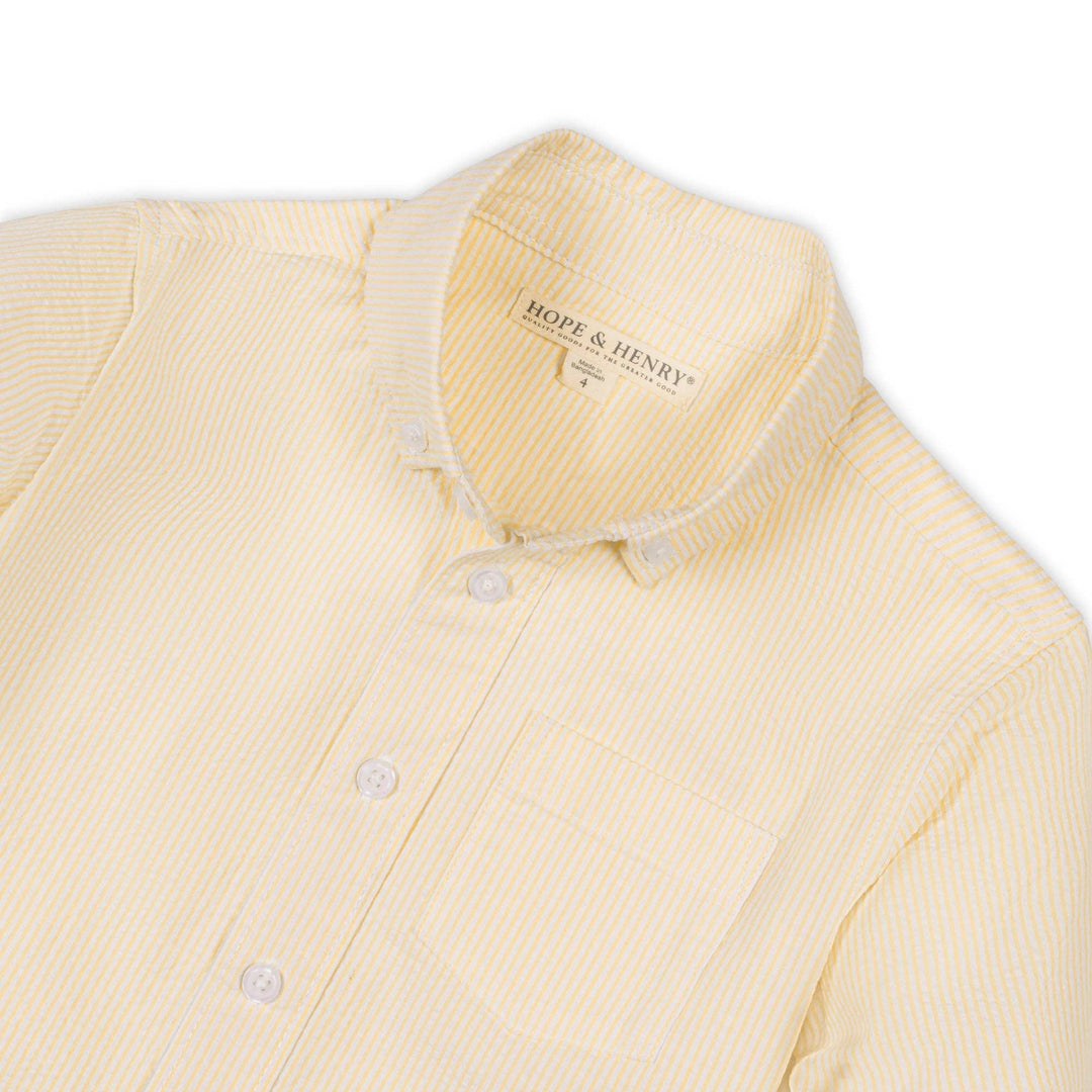 Organic Seersucker Shirt: Yellow Seersucker