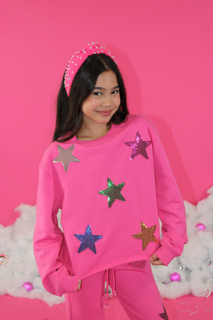 Sequins Stars Applique Sweatshirt
