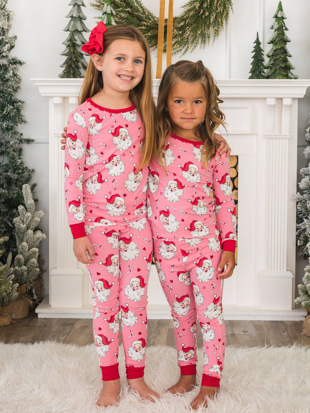 Pink Santa Joy Ruffle Long Sleeve Pajama Set