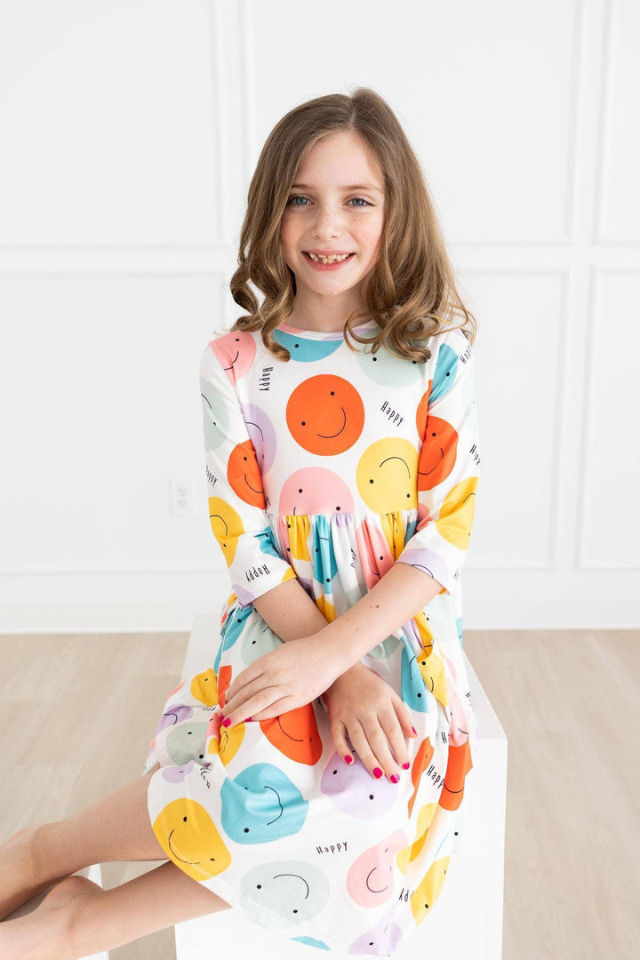 Be Happy 3/4 Pocket Twirl Dress