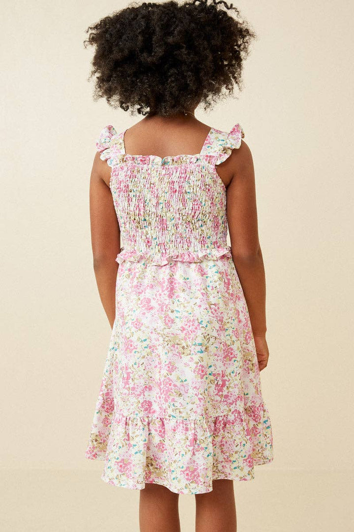 Floral Print Ruffled Smocked Flutter Tank Dress