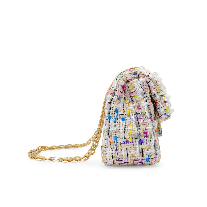 Tweed Handbag with Pearls