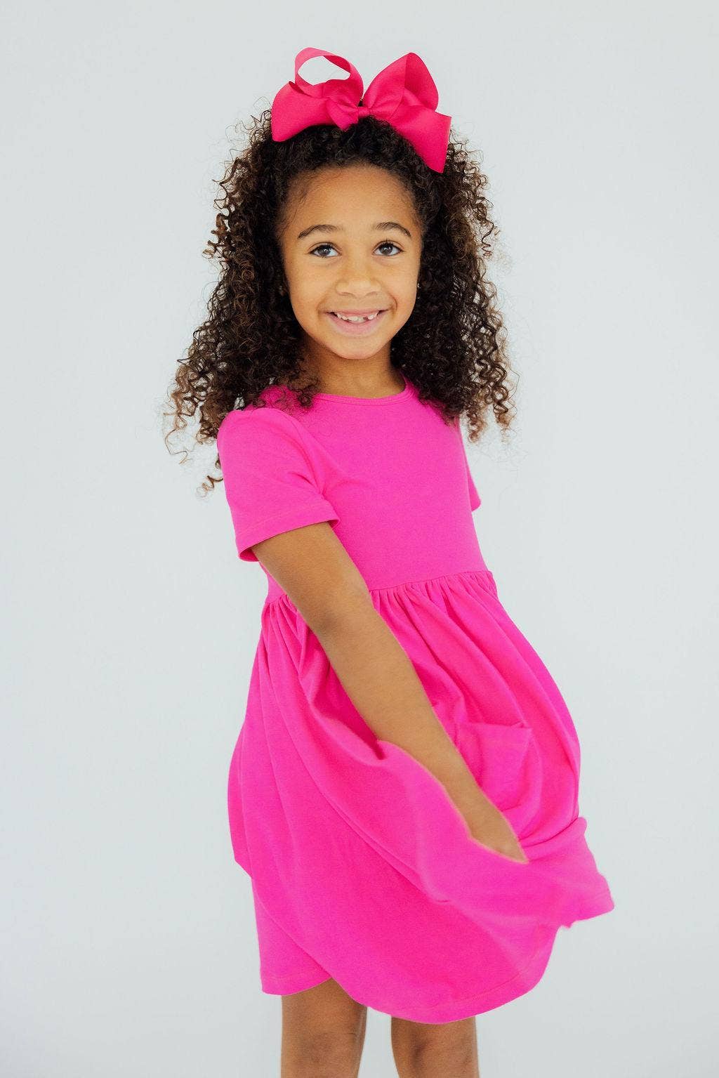 Hot Pink Pocket Twirl Dress