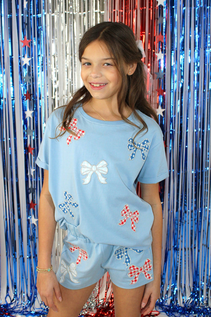 Gingham Bow Patch Tee