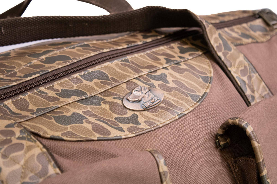 Lab Brown Waxed Canvas Old School Camo Weekender Bag.: Brown/Tan
