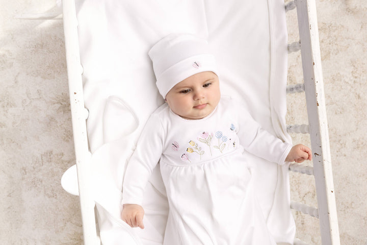 Garden Embroidered Cotton Gown w/Hat