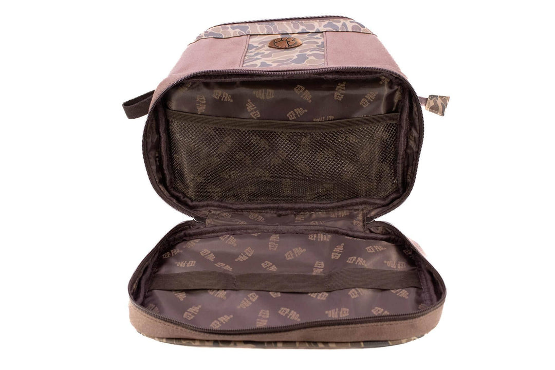 Clemson Tigers Camo Canvas Toiletry Bag.: Brown/Tan