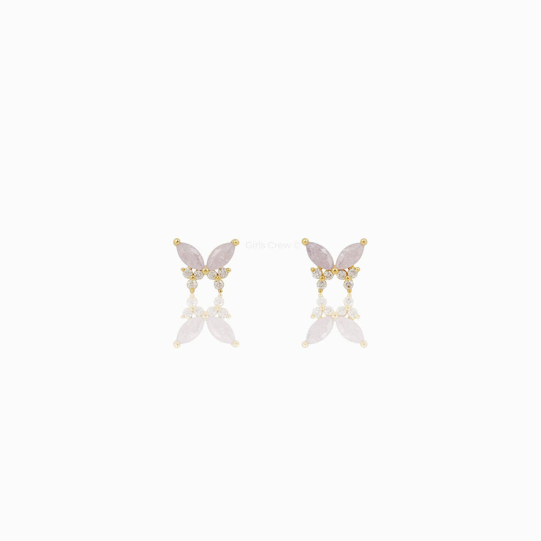 Lavender Remember Me Butterfly Studs: Silver