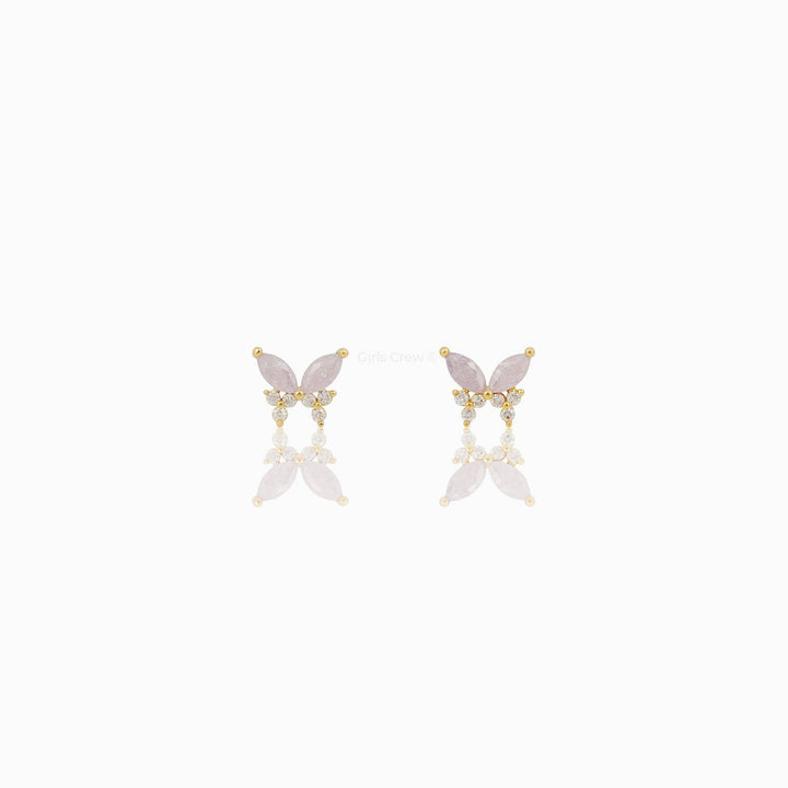 Lavender Remember Me Butterfly Studs: Silver