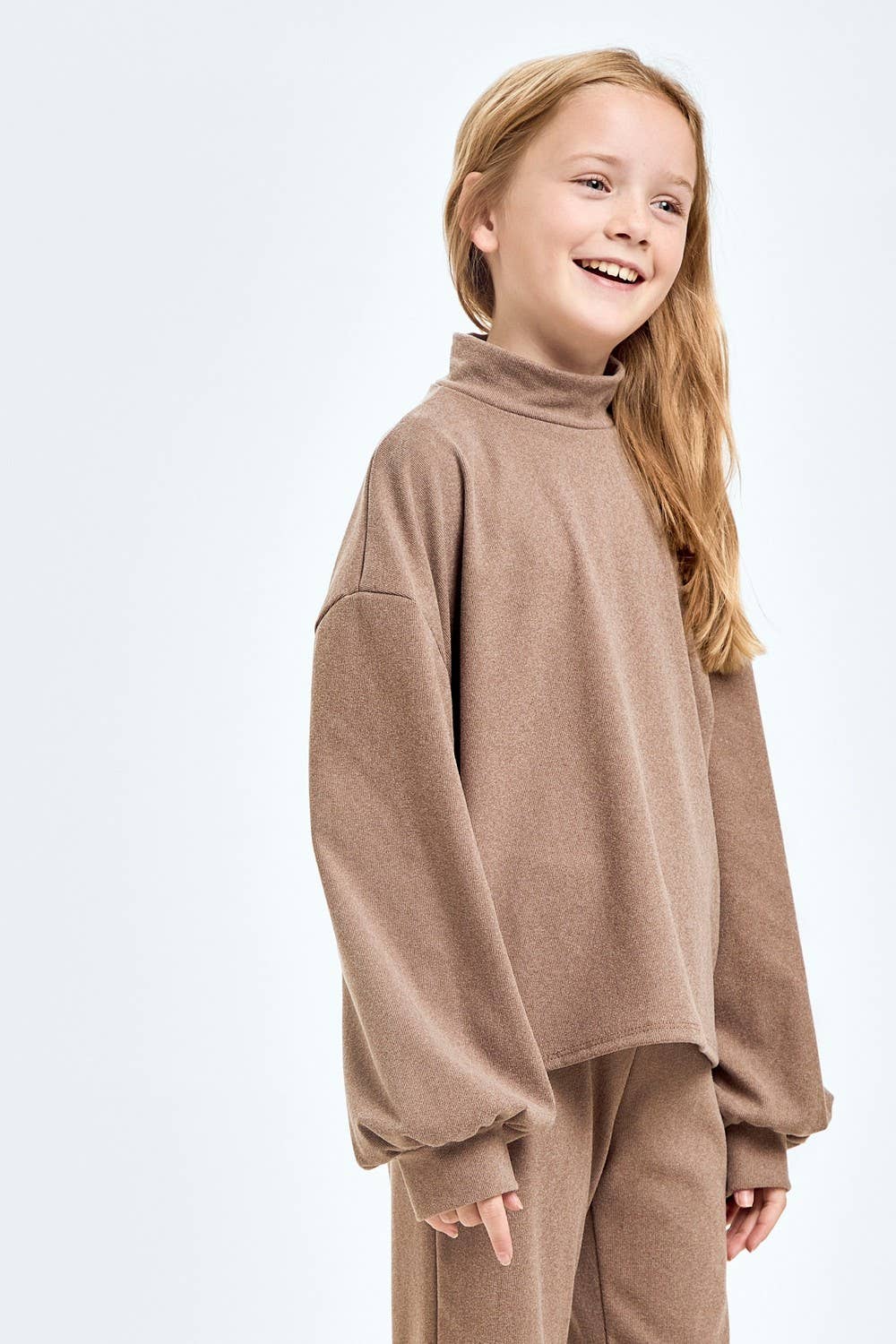 Corduroy Brush Mock Neck Sweater: Mocha