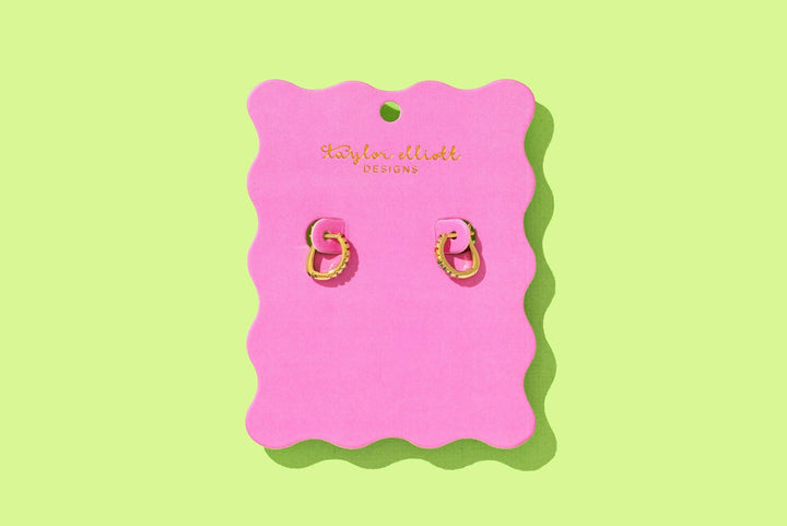Huggie Earrings - Gold-Plated w/ Mini Colorful Gems - Alex