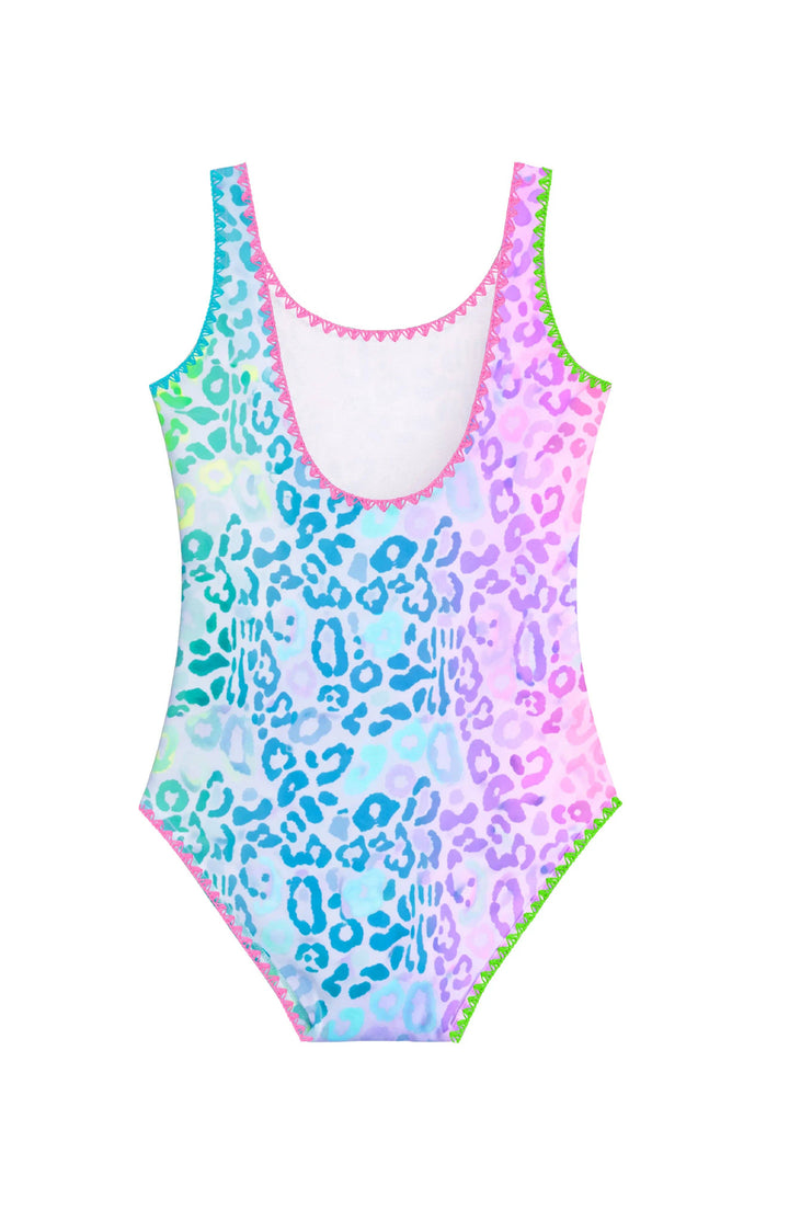 Lottie Leopard Print One Piece with Embroidered Trim