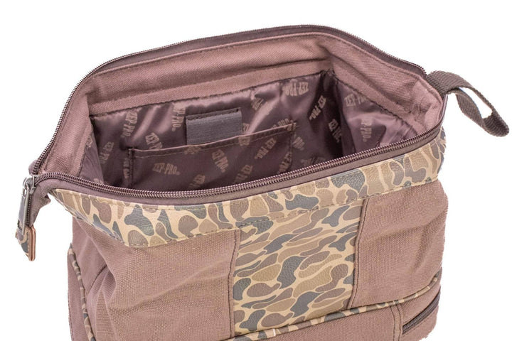 Clemson Tigers Camo Canvas Toiletry Bag.: Brown/Tan