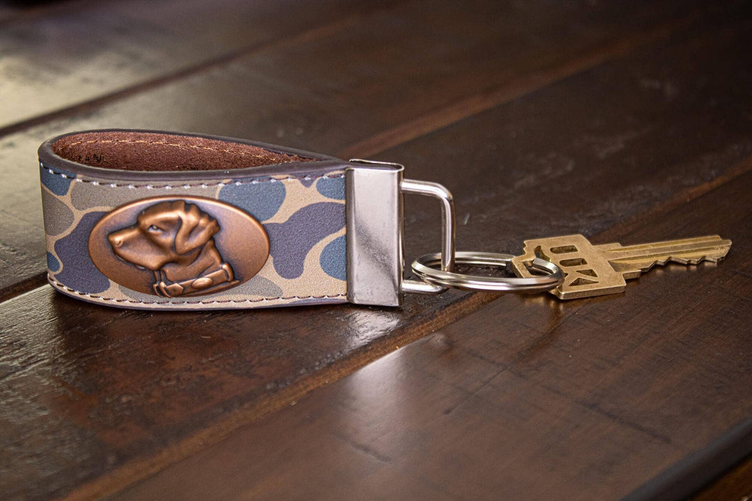 Lab Hunting Old School Camo Leather Loop Keychain