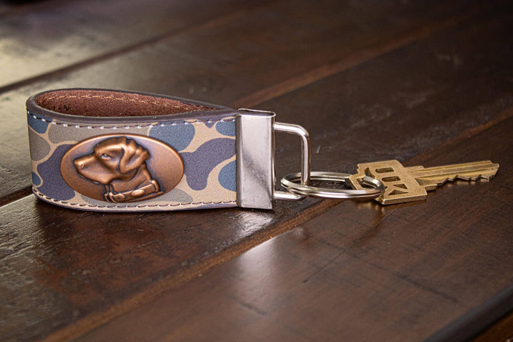 Lab Hunting Old School Camo Leather Loop Keychain
