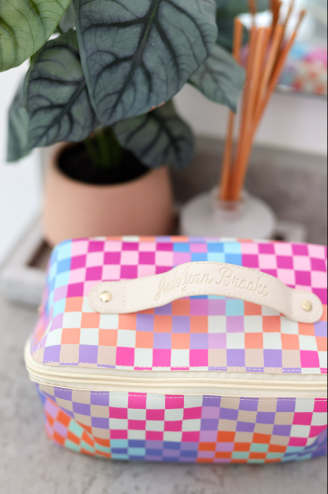 Hold All Make Up Bag - Happy Checkered (Multi Checkered)