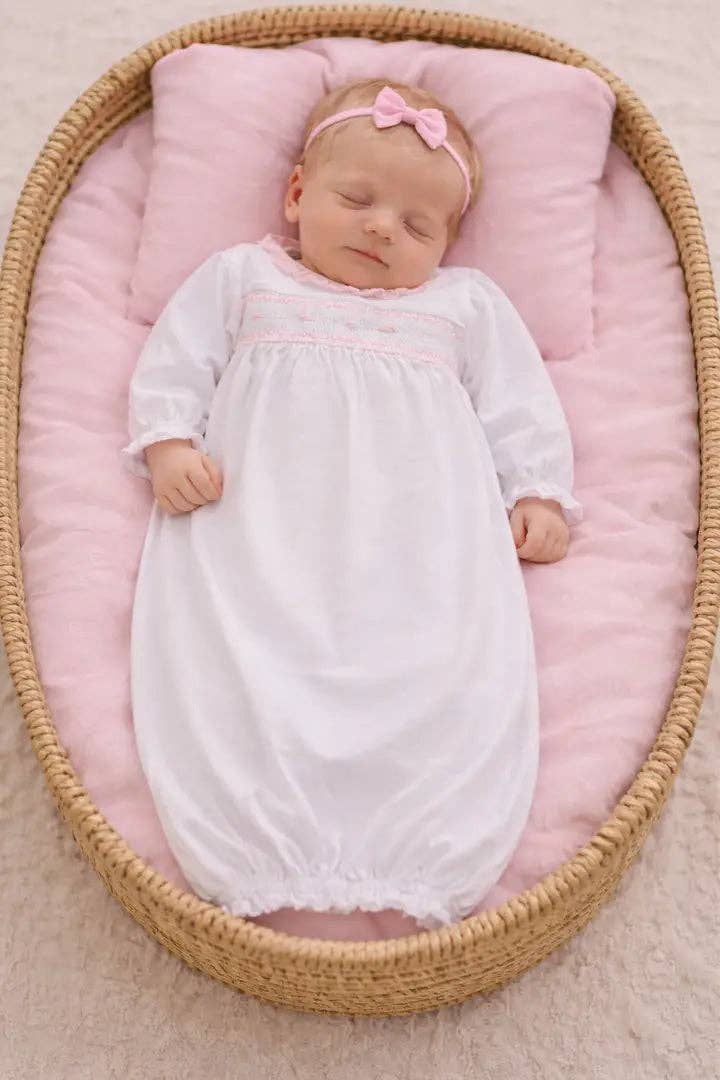 Sweet Baby White Jacquard Girls Gown