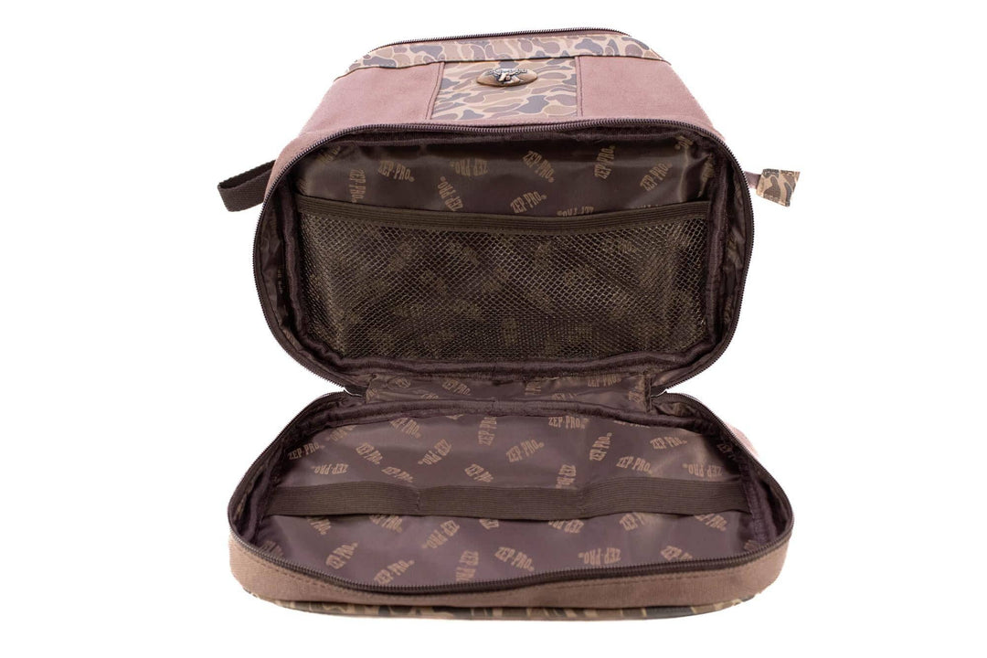 USA Flag Brown Waxed Canvas Old School Camo Men's Toiletry Dopp Bag.: Brown/Tan