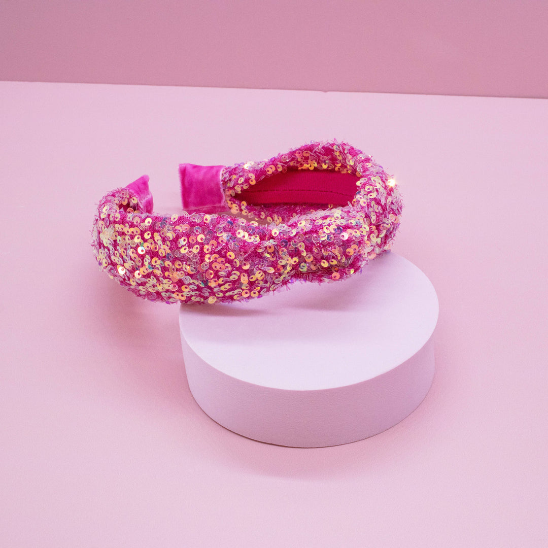 Sparkly Sequin Knot Headband: Rainbow