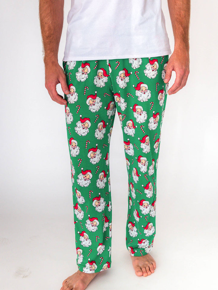 Adult Cotton Modal Green Santa Joy Pajama Pants