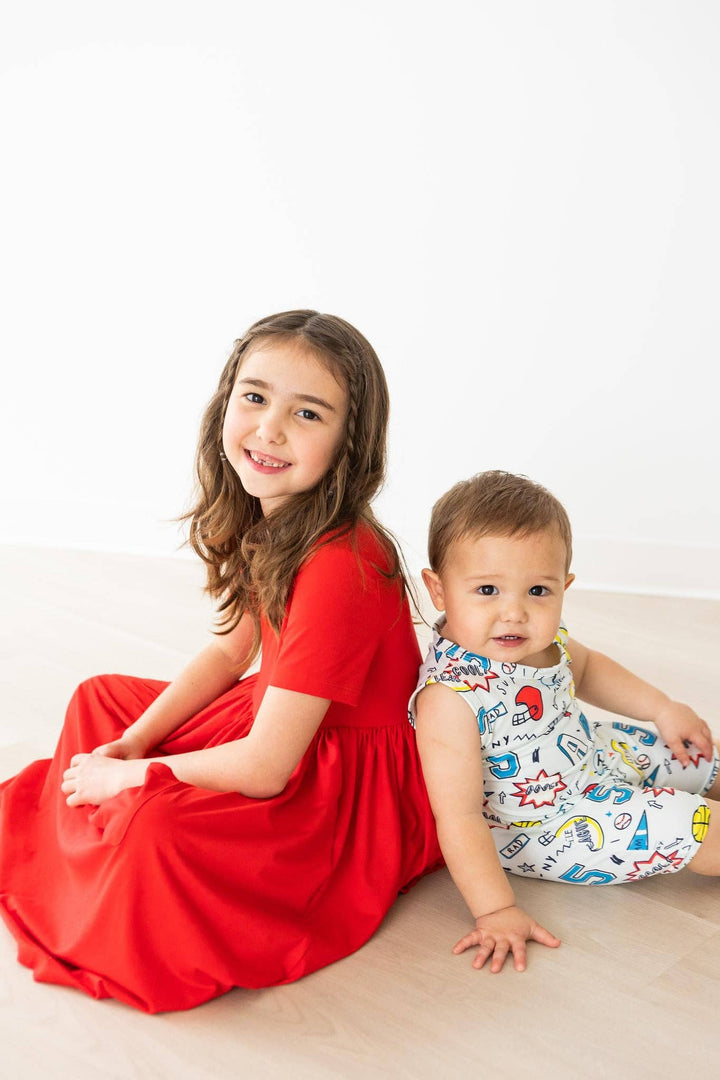 Red Pocket Twirl Dress