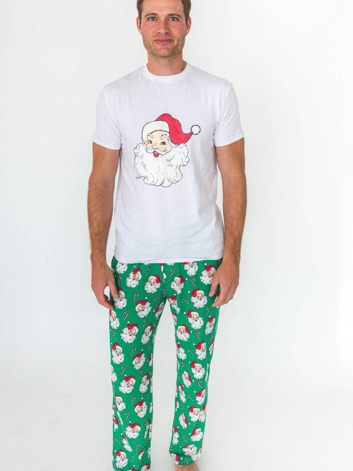 Adult Cotton Modal Green Santa Joy Pajama Pants