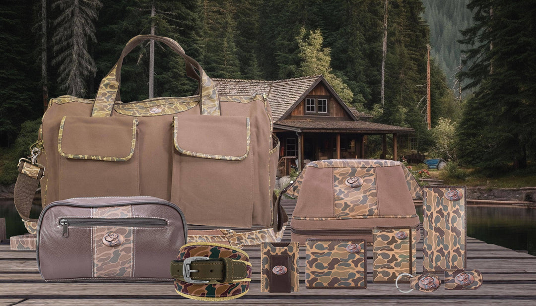 Lab Brown Waxed Canvas Old School Camo Weekender Bag.: Brown/Tan