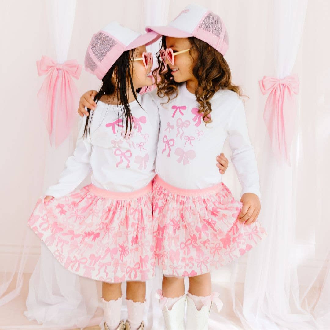Coquette Bow Tutu - Kids Dress Up Skirt - Bows: 1-2Y