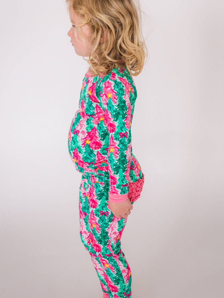 Pink Jolly Grove Ruffle Long Sleeve Pajama Set