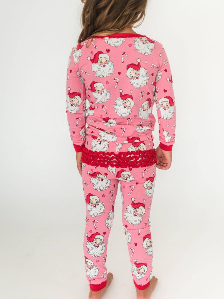 Pink Santa Joy Ruffle Long Sleeve Pajama Set