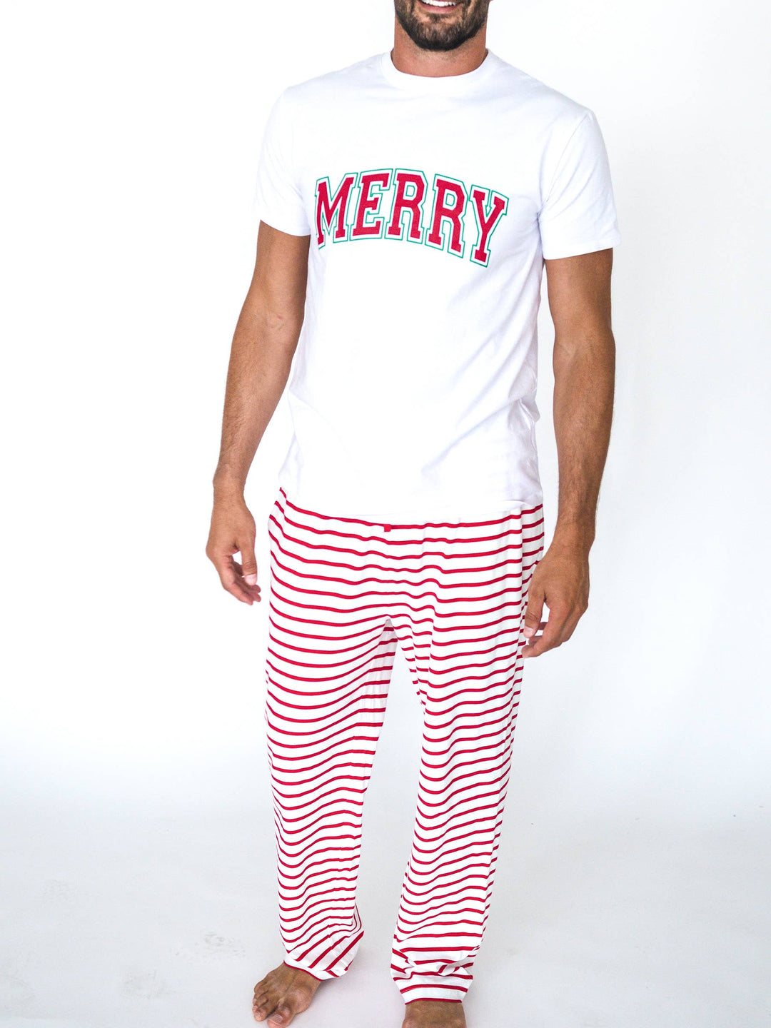 Adult Cotton Modal Red & White Stripe Pajama Pants