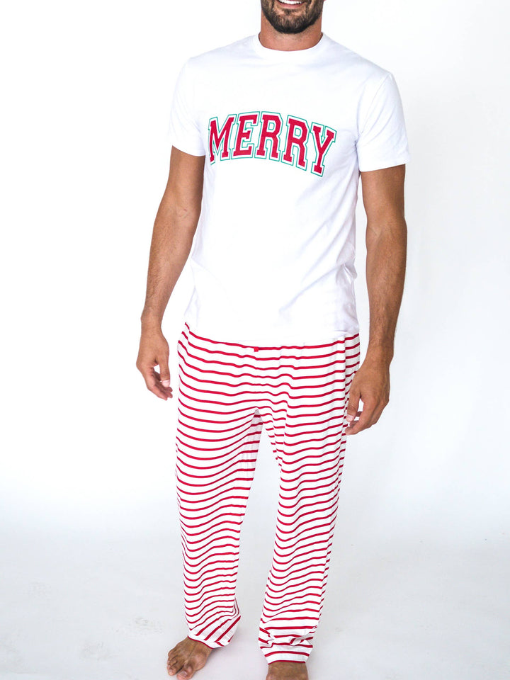 Adult Cotton Modal Red & White Stripe Pajama Pants