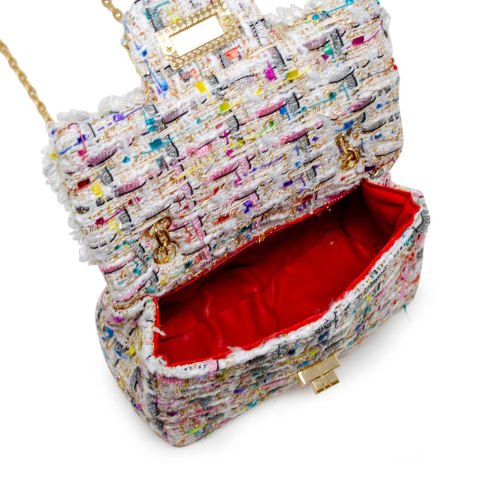 Tweed Handbag with Pearls
