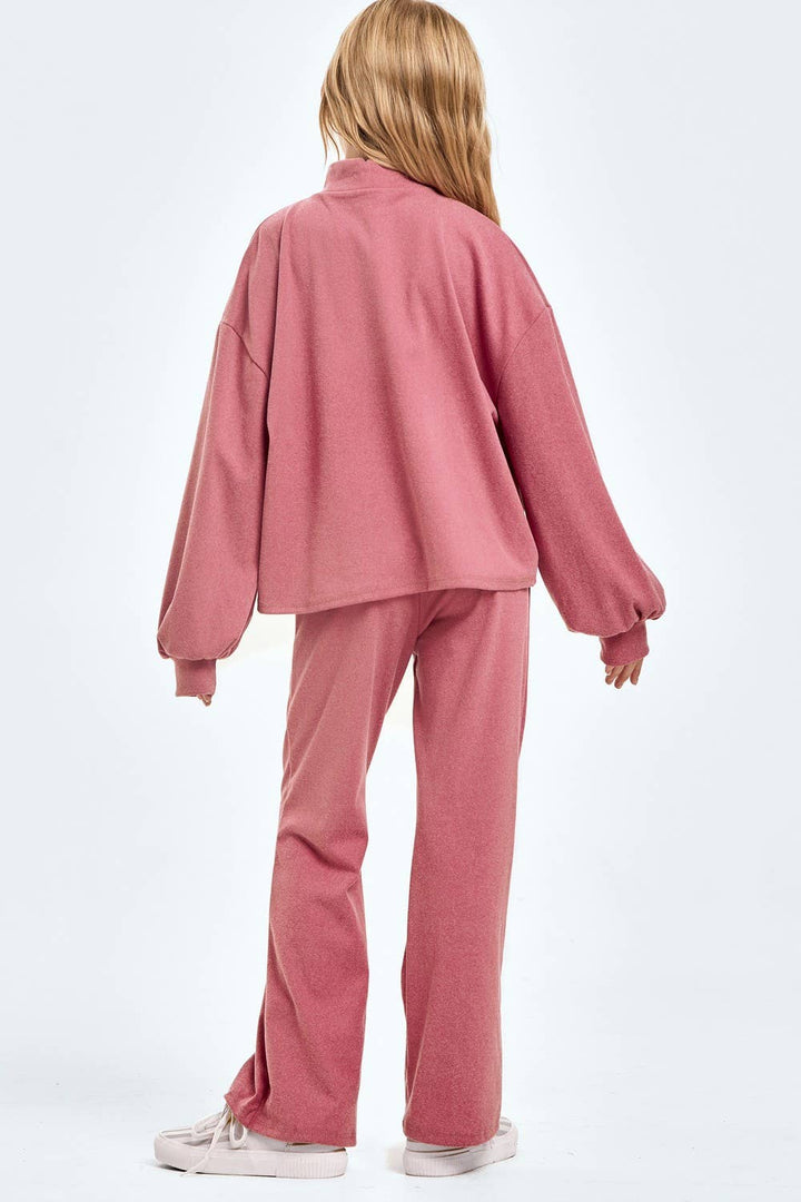 Corduroy Brush Wide Legs Pants: Masala Pink / S