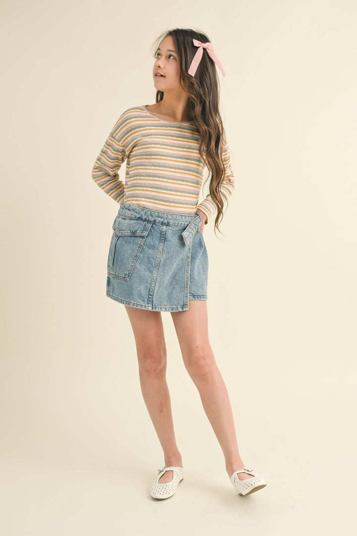 CREW NECK STRIPE TOP