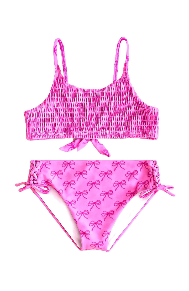 Sofi Bow Printed Smocked Bikini Swimsuit