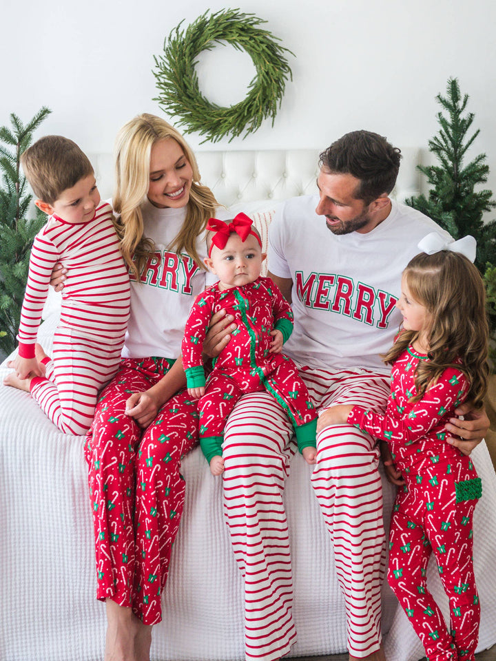Adult Cotton Modal Red & White Stripe Pajama Pants