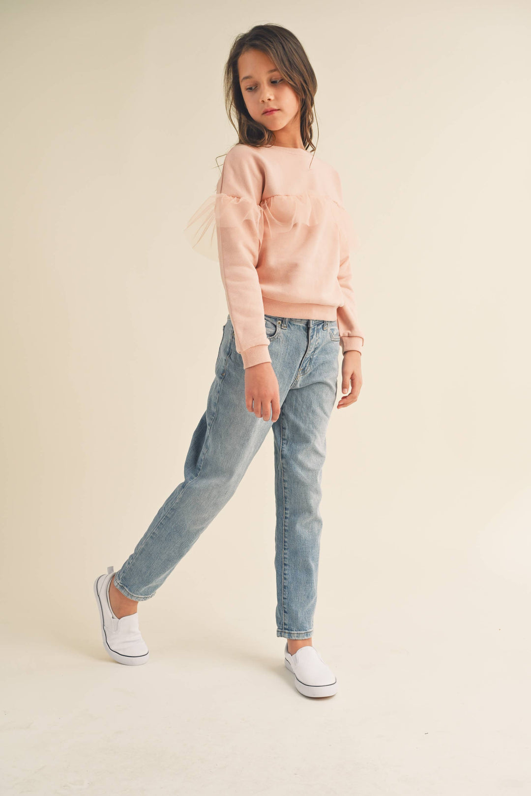 Tween Pink Ruffle Sweatshirt