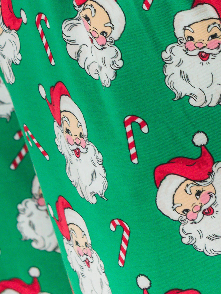 Adult Cotton Modal Green Santa Joy Pajama Pants