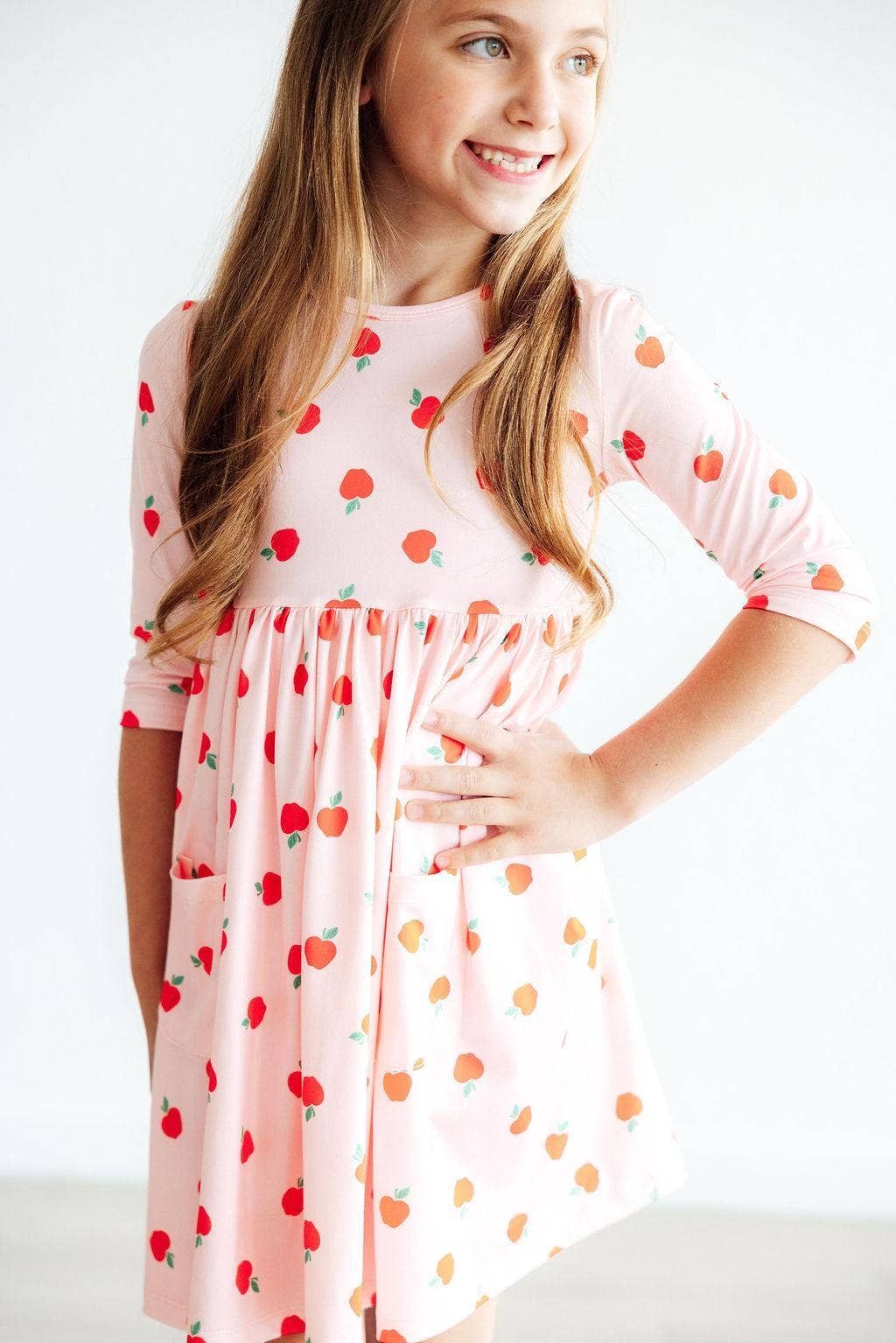 Apple a Day Sleeve Pocket Twirl Dress