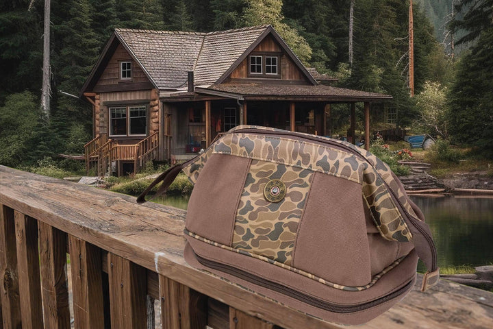Shot Shell Brown Waxed Canvas Old School Camo Men's Toiletry Dopp Bag.: Brown/Tan