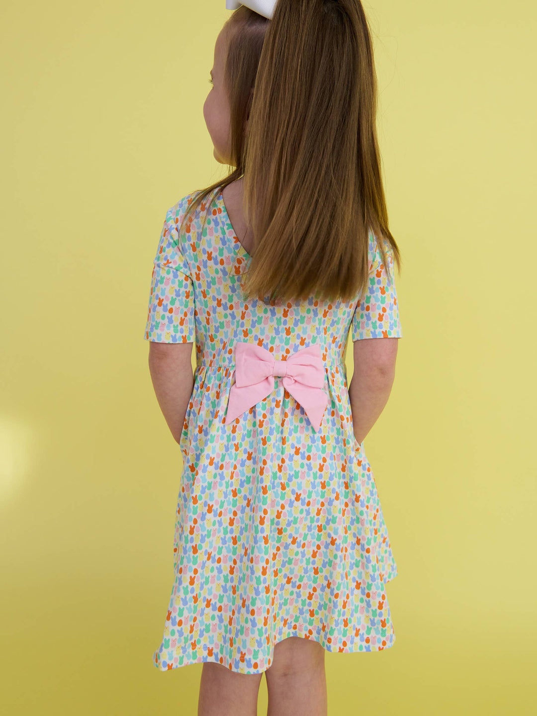 Girls Hoppy Eggs Short Sleeve Knit Twirl Dress
