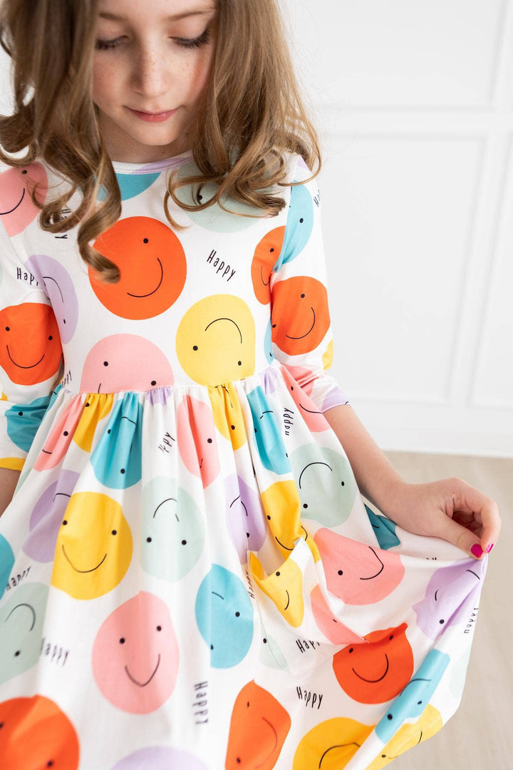 Be Happy 3/4 Pocket Twirl Dress