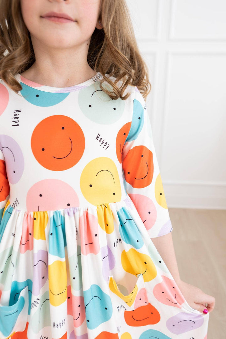 Be Happy 3/4 Pocket Twirl Dress
