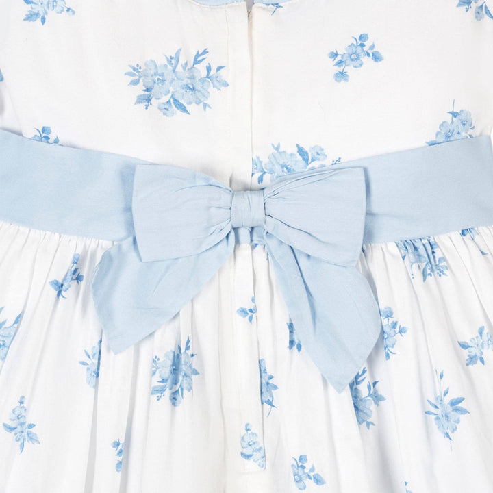 Organic Puff Sleeve Sateen Dress: Delft Floral