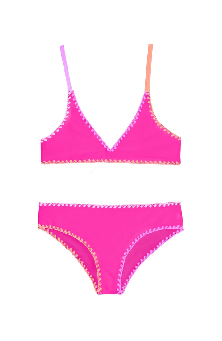 Rani Embroidered Bikini Swimsuit - Fuchsia